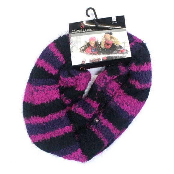 Cuddl Duds Accessories - Women's Cuddl Duds Striped Infinity Scarf - Blackberry (Purple & Black)